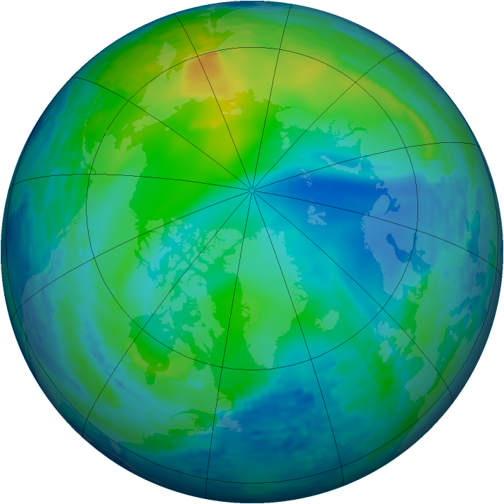 Arctic ozone map for 07 November 1993